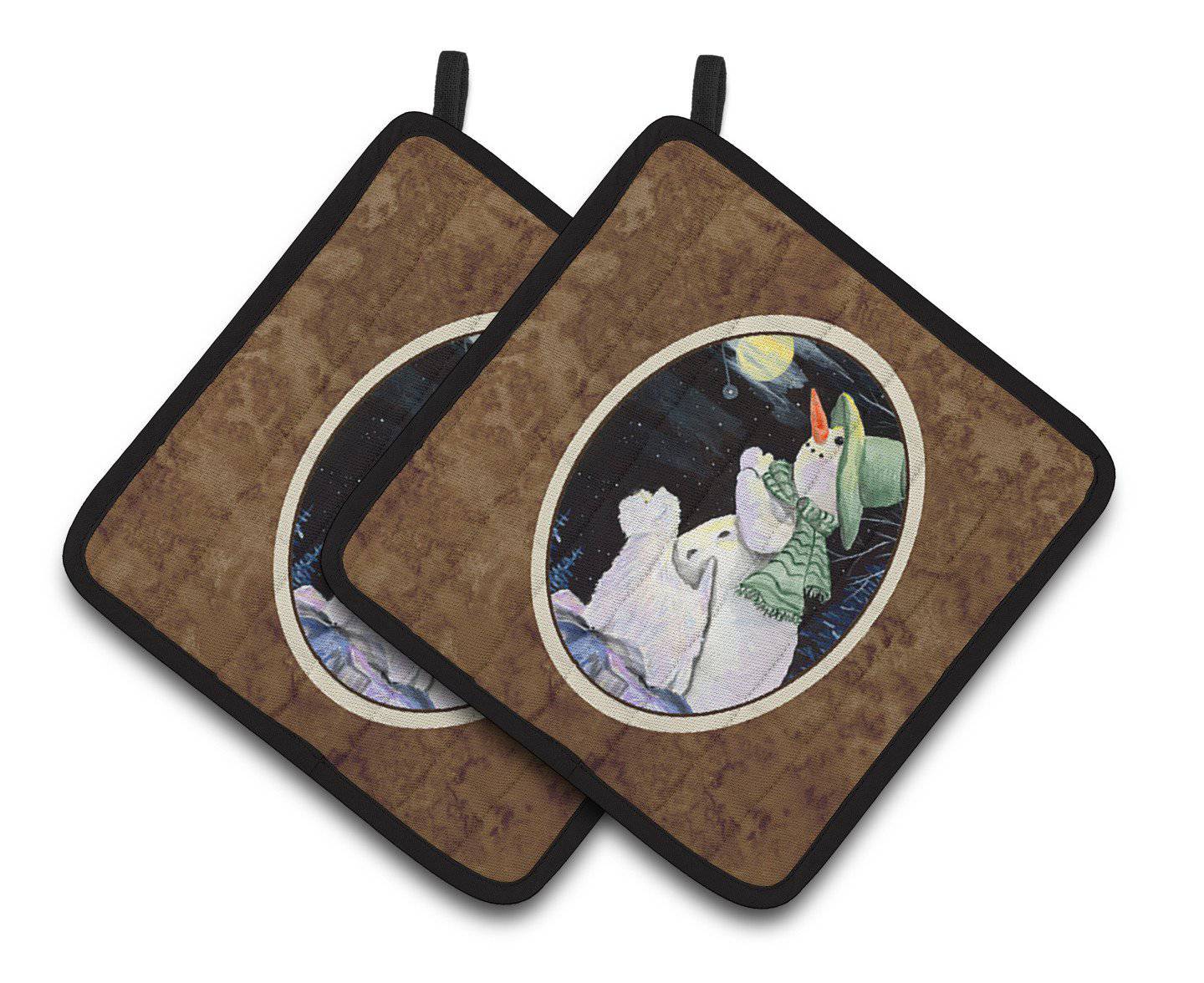 Caroline's Treasures Snowman with Westie Pot Holders - Set of 2 Decorative Kitchen Helpers | Made in the USA SS8797PTHD