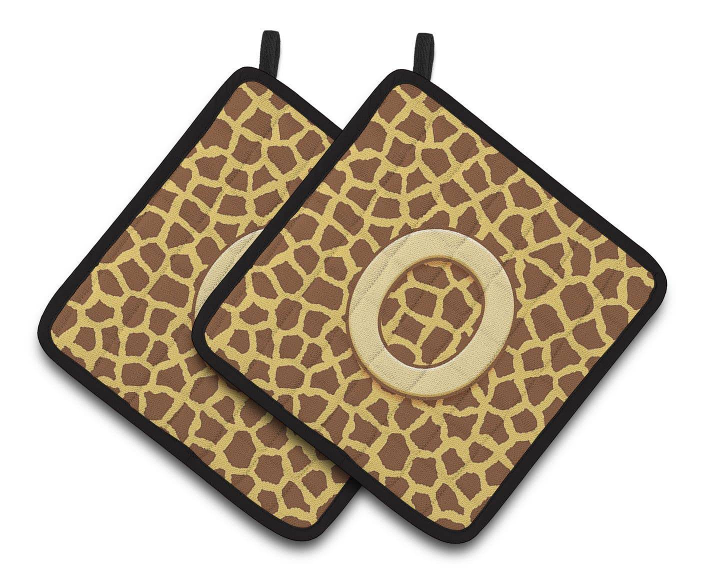 Monogram Initial O Giraffe  Pair of Pot Holders CJ1025-OPTHD - the-store.com