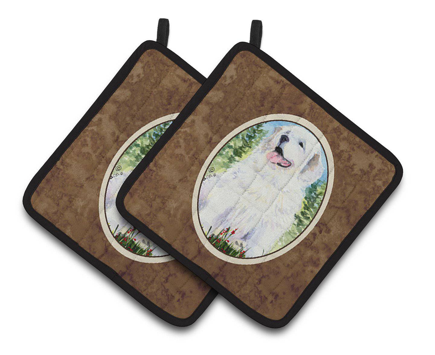 Great Pyrenees Pair of Pot Holders SS8866PTHD - the-store.com