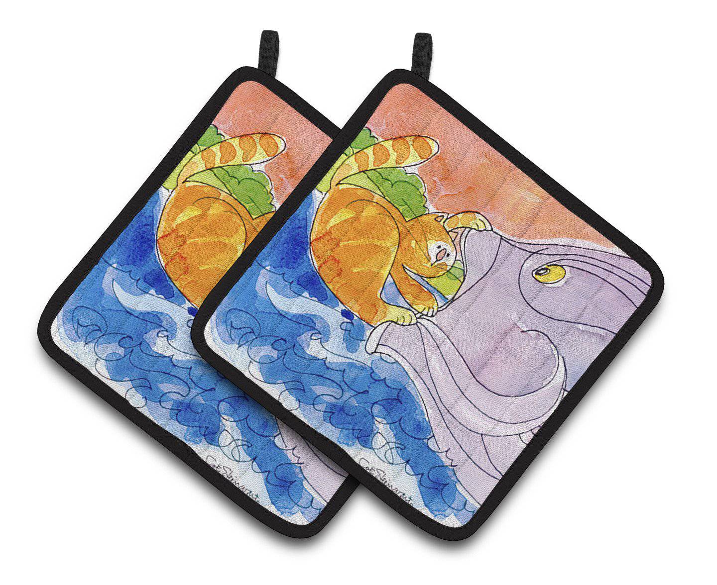 Cat and the Big Fish Pair of Pot Holders 6103PTHD - the-store.com