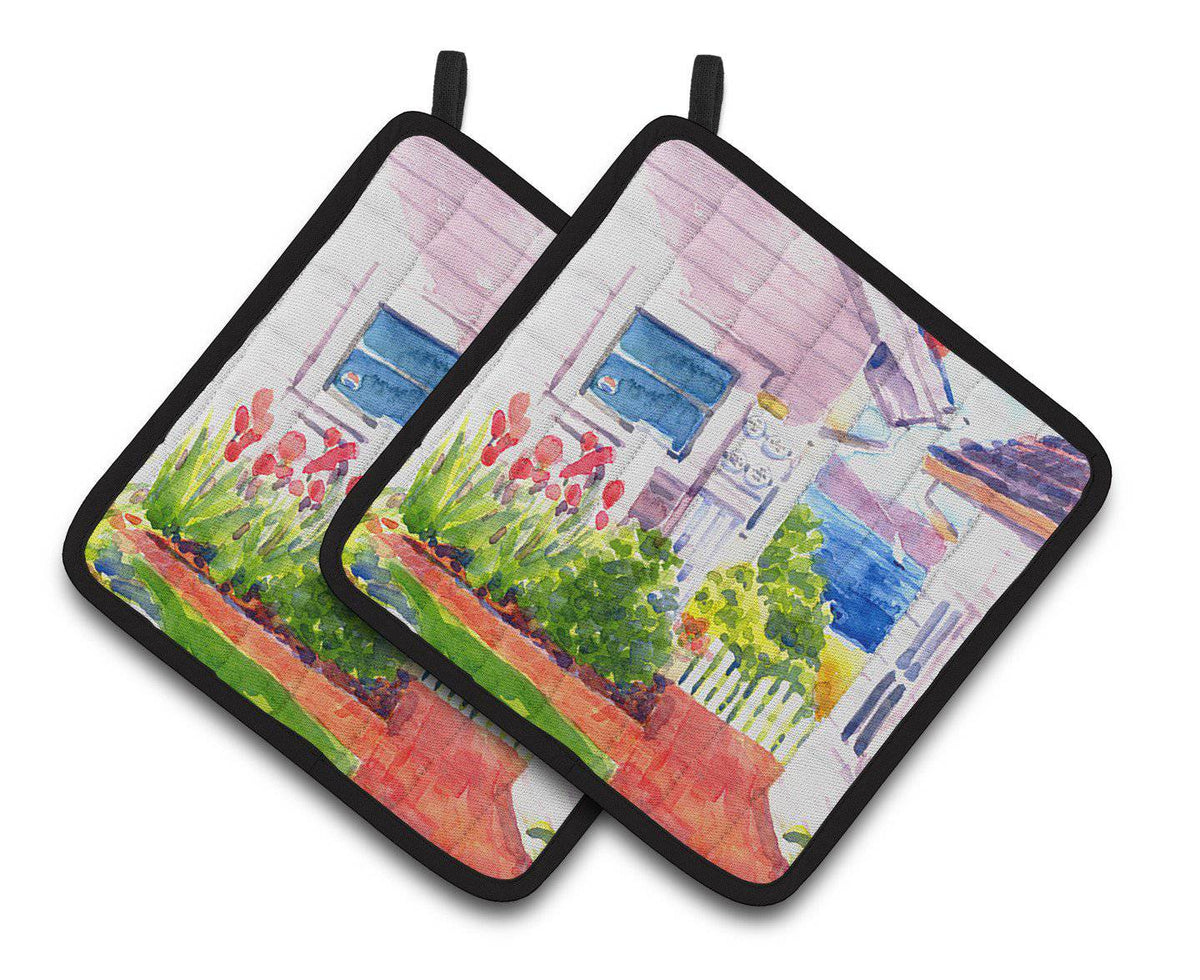 Beach View between the Houses Pair of Pot Holders 6125PTHD - the-store.com