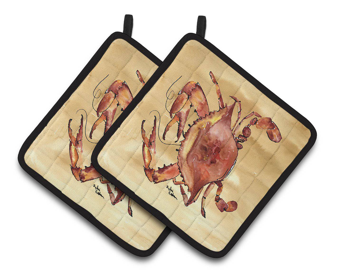 Cooked Crab Sandy Beach Pair of Pot Holders 8154PTHD - the-store.com
