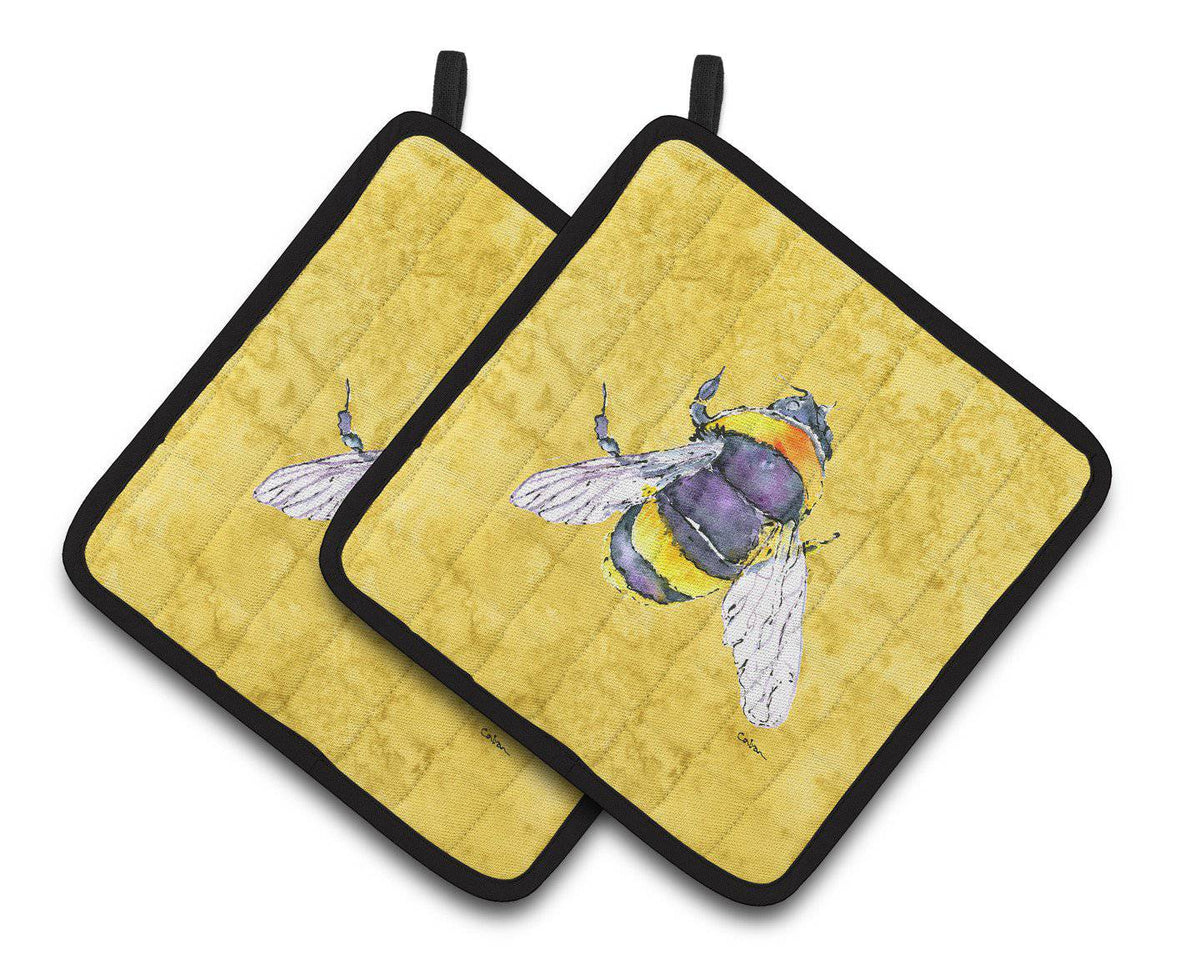 Bee on Yellow Pair of Pot Holders 8852PTHD - the-store.com