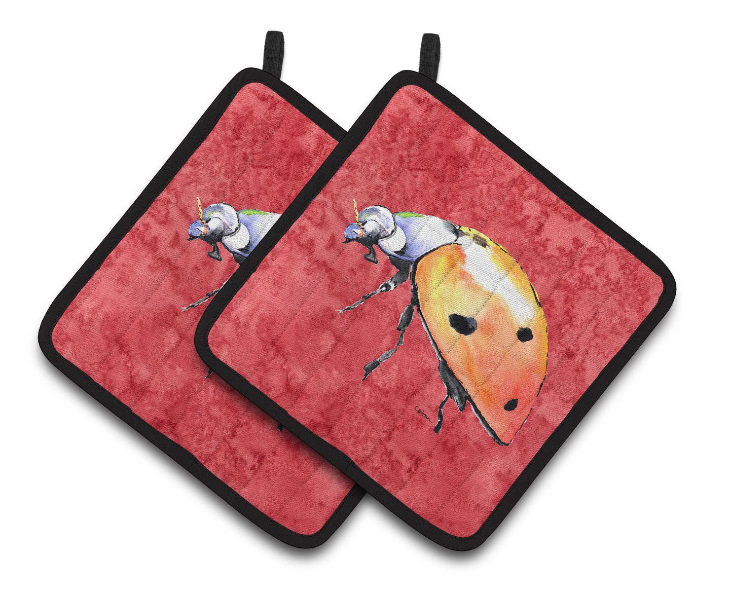 Lady Bug on Red Pair of Pot Holders 8868PTHD - the-store.com