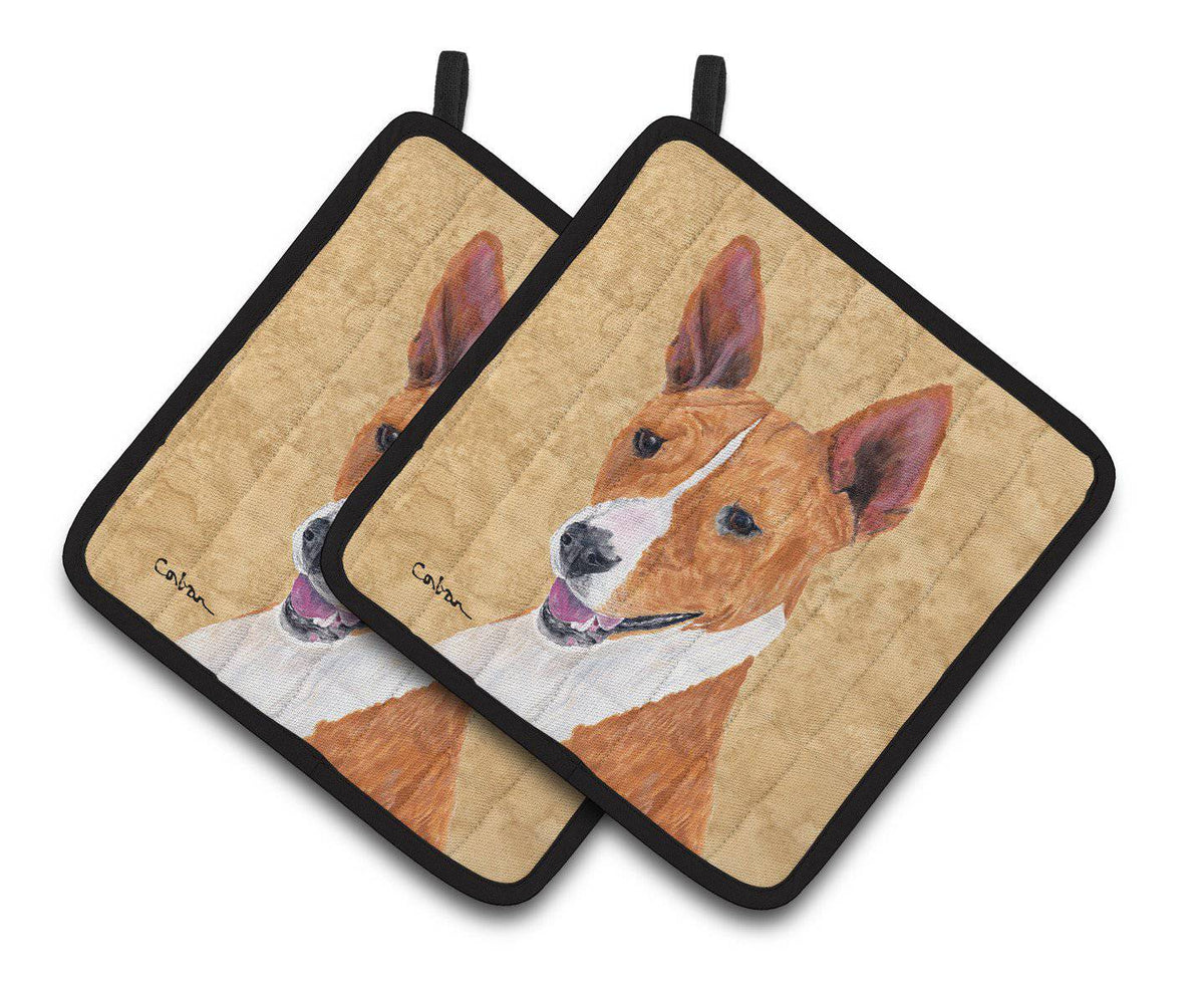 Basenji Wipe your Paws Pair of Pot Holders SC9124PTHD - the-store.com