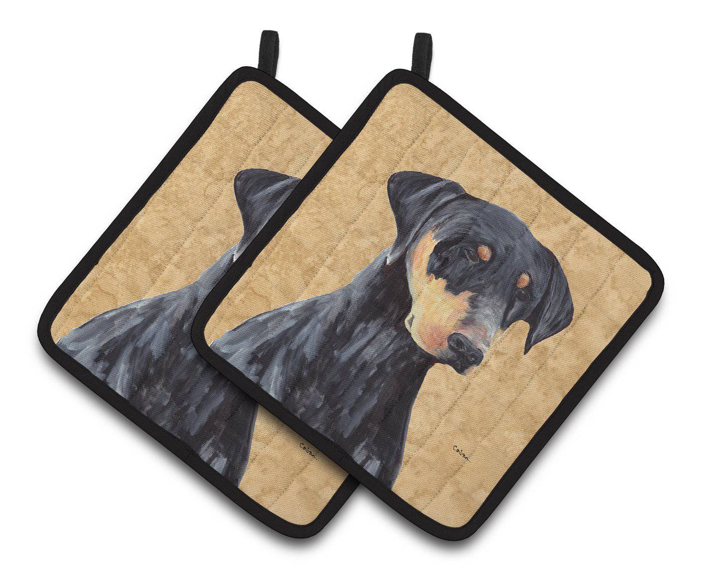 Doberman Wipe your Paws Pair of Pot Holders SC9126PTHD - the-store.com