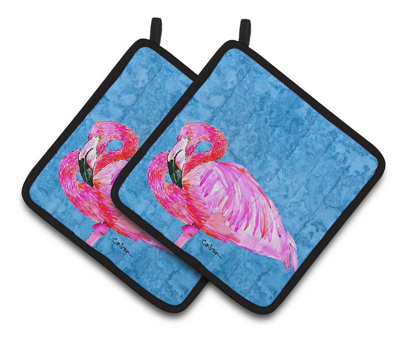 Flamingo Pair of Pot Holders 8686PTHD - the-store.com