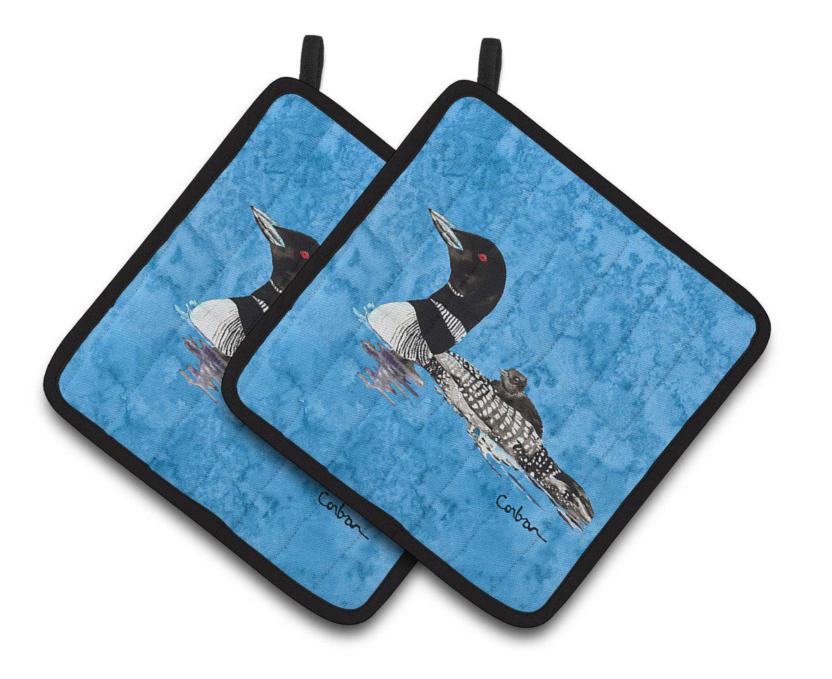 Momma and Baby Loon Pair of Pot Holders 8718PTHD - the-store.com