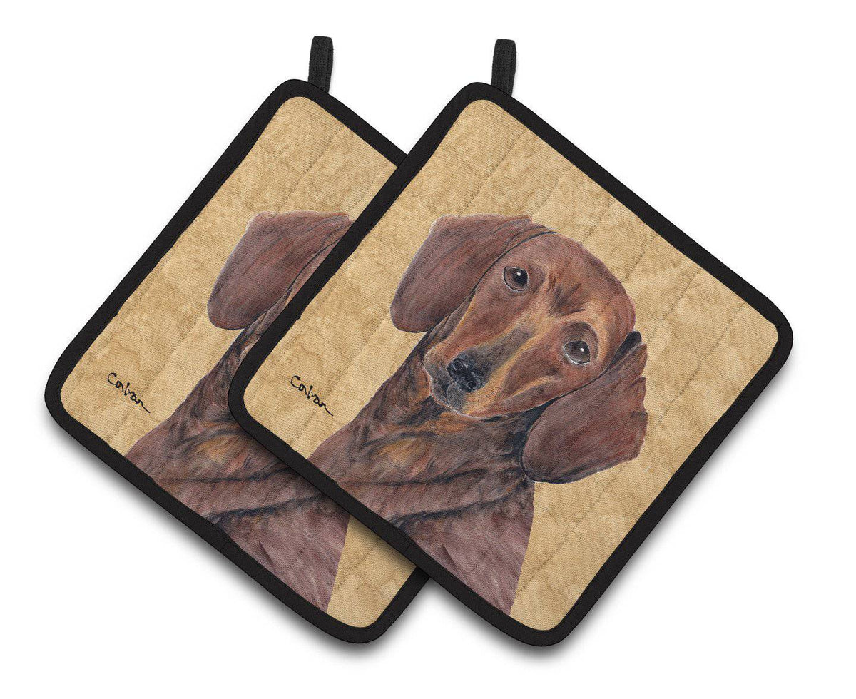 Dachshund Wipe your Paws Pair of Pot Holders SC9137PTHD - the-store.com