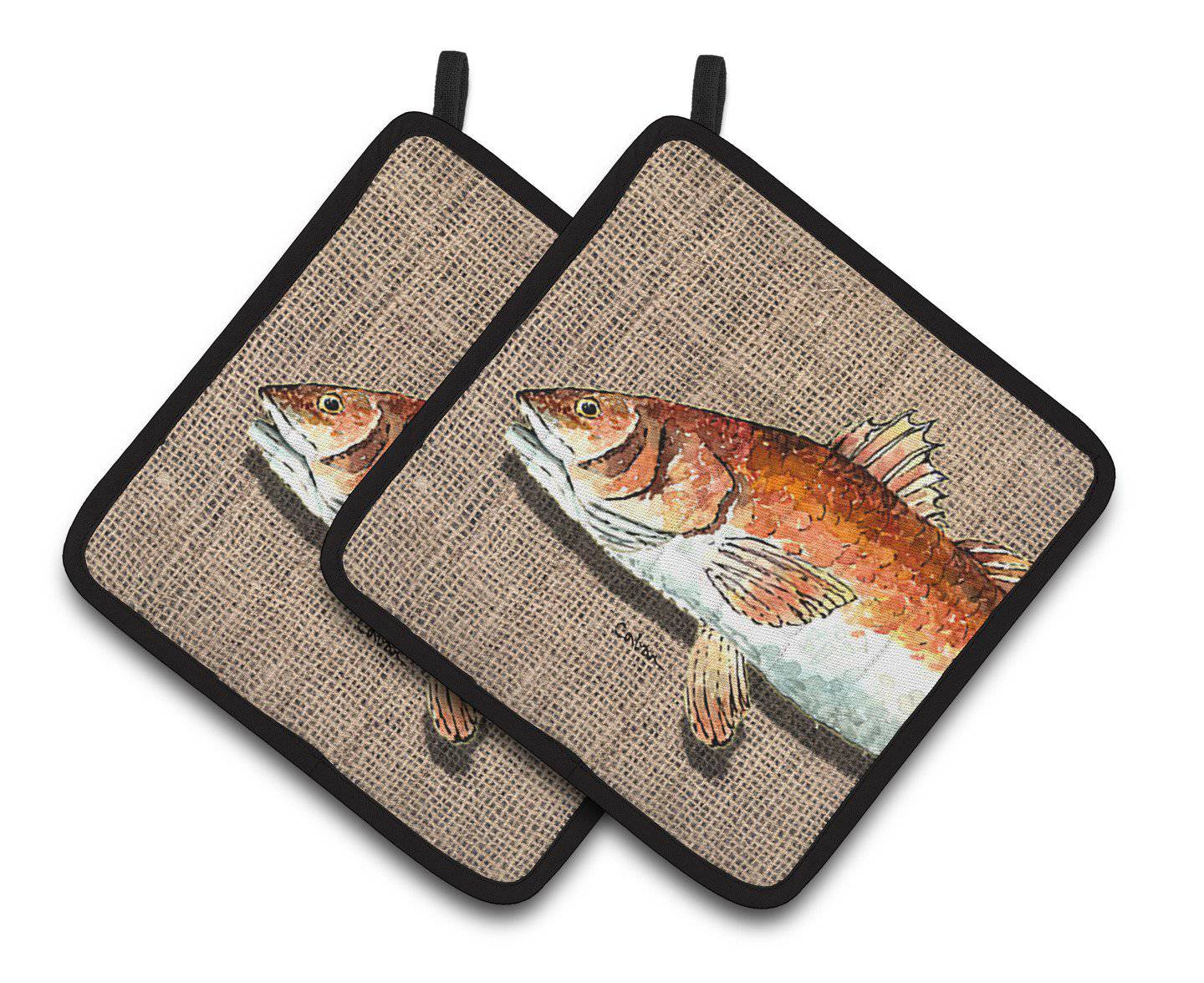 Red Fish Pair of Pot Holders 8736PTHD - the-store.com