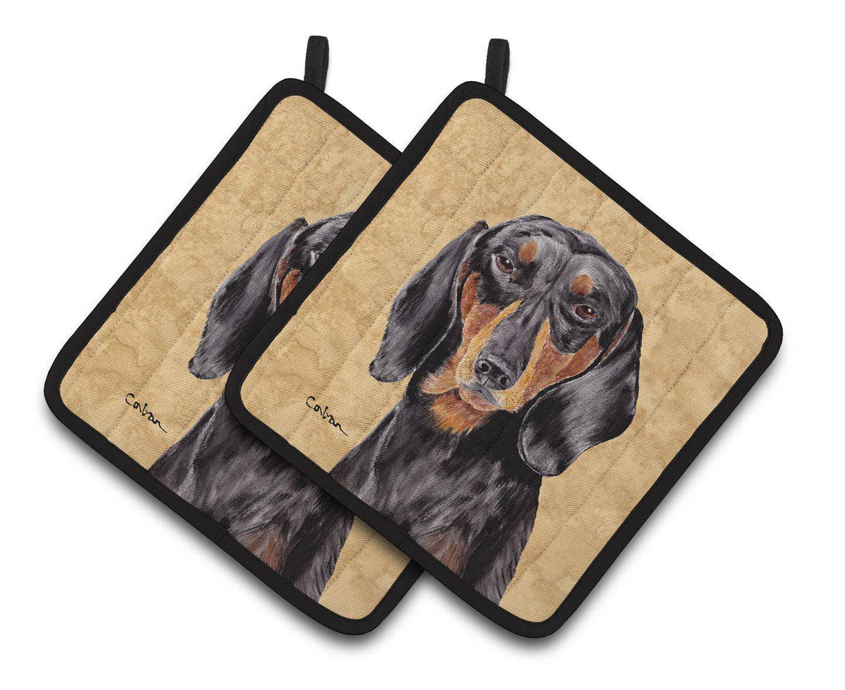 Dachshund Wipe your Paws Pair of Pot Holders SC9139PTHD - the-store.com