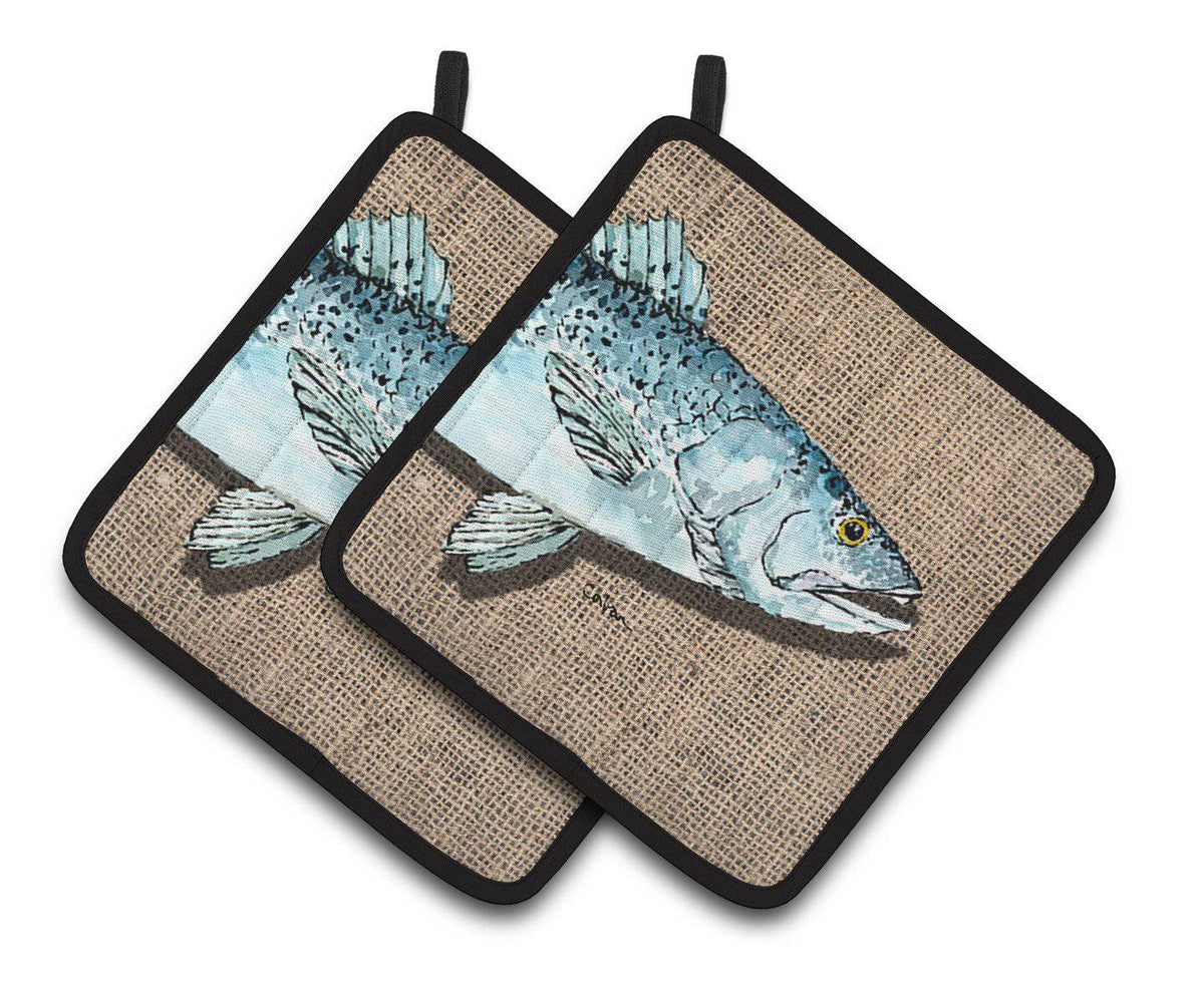 Fish Speckled Trout Pair of Pot Holders 8737PTHD - the-store.com