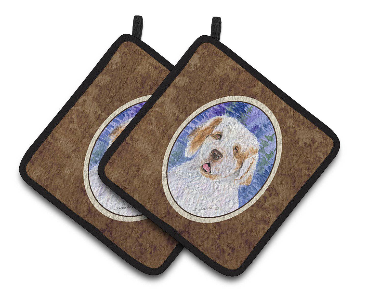 Clumber Spaniel Pair of Pot Holders SS8008PTHD - the-store.com