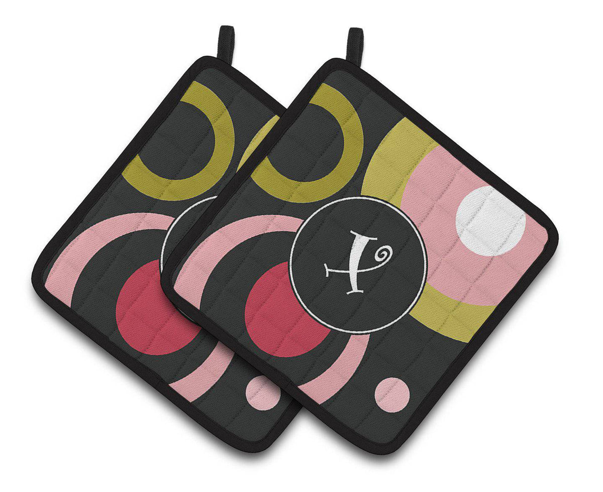 Letter X Monogram - Retro in Black  Pair of Pot Holders AM1001-XPTHD - the-store.com