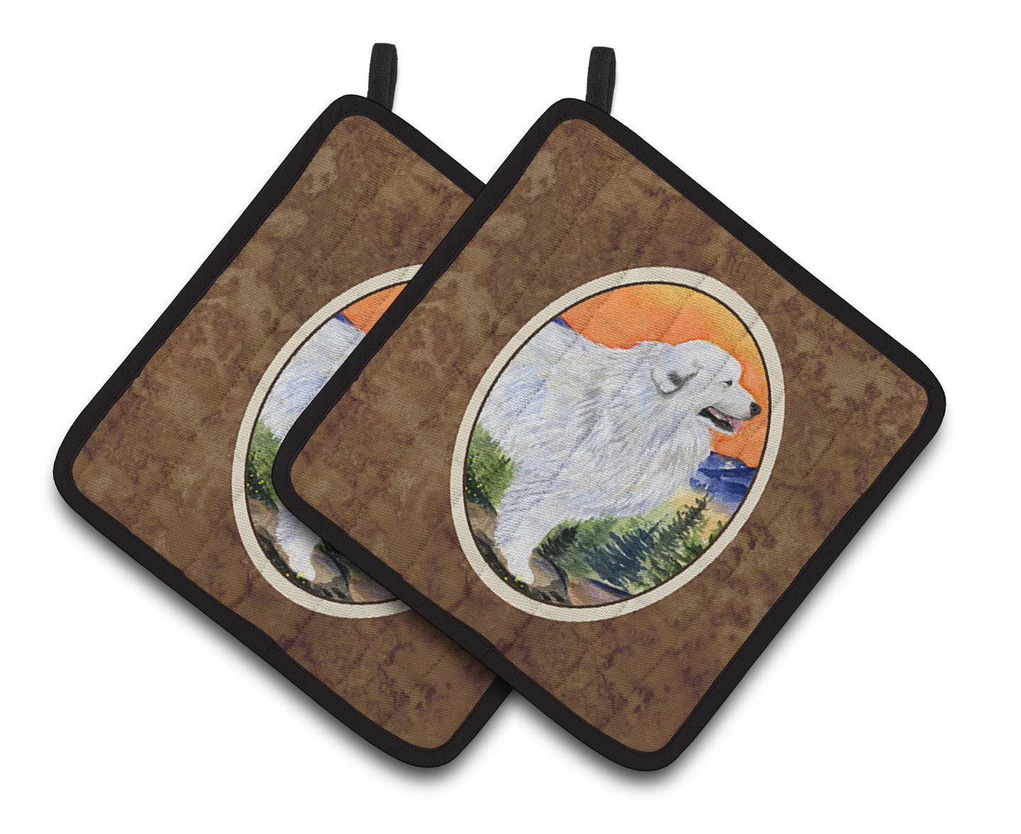 Great Pyrenees Pair of Pot Holders SS8183PTHD - the-store.com