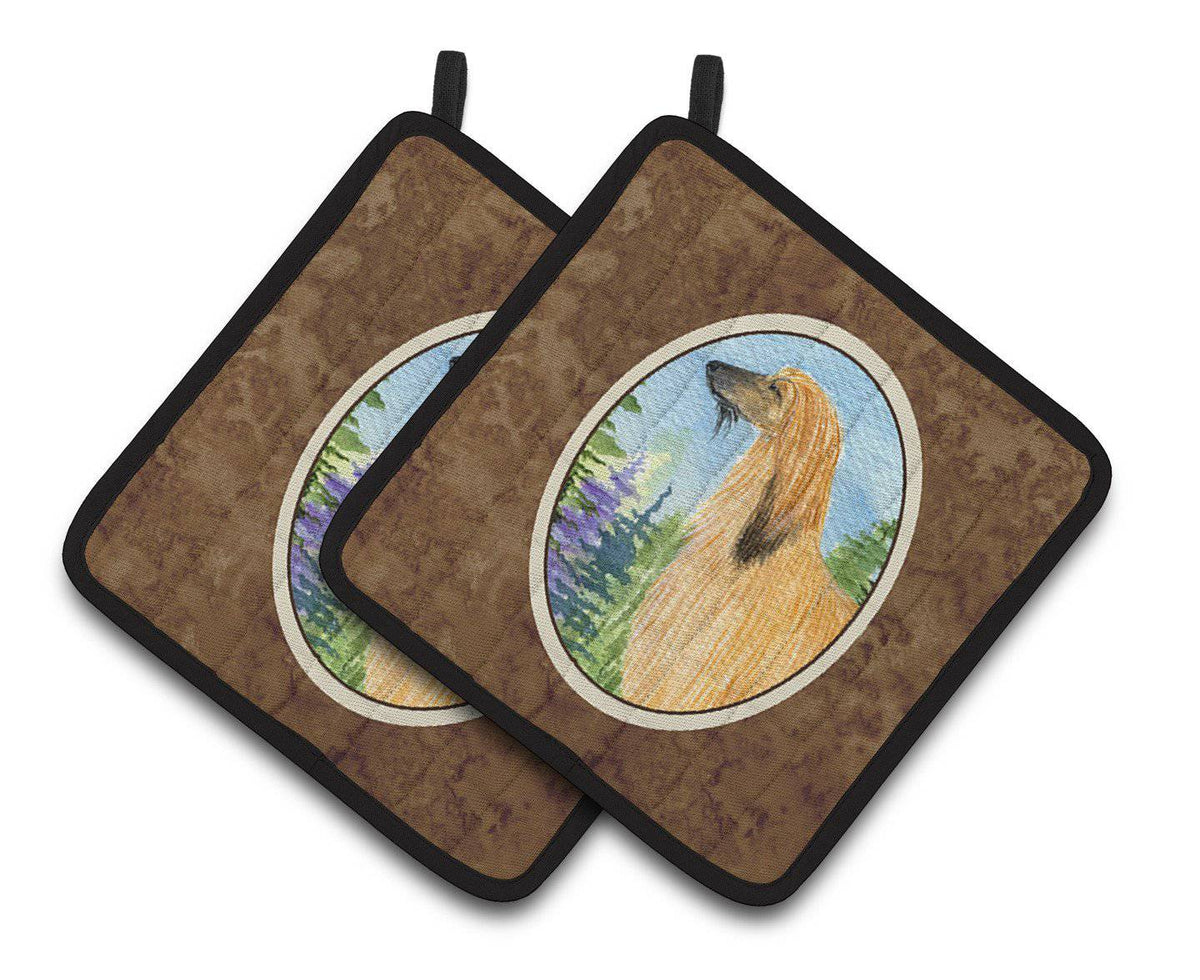Afghan Hound Pair of Pot Holders SS8220PTHD - the-store.com