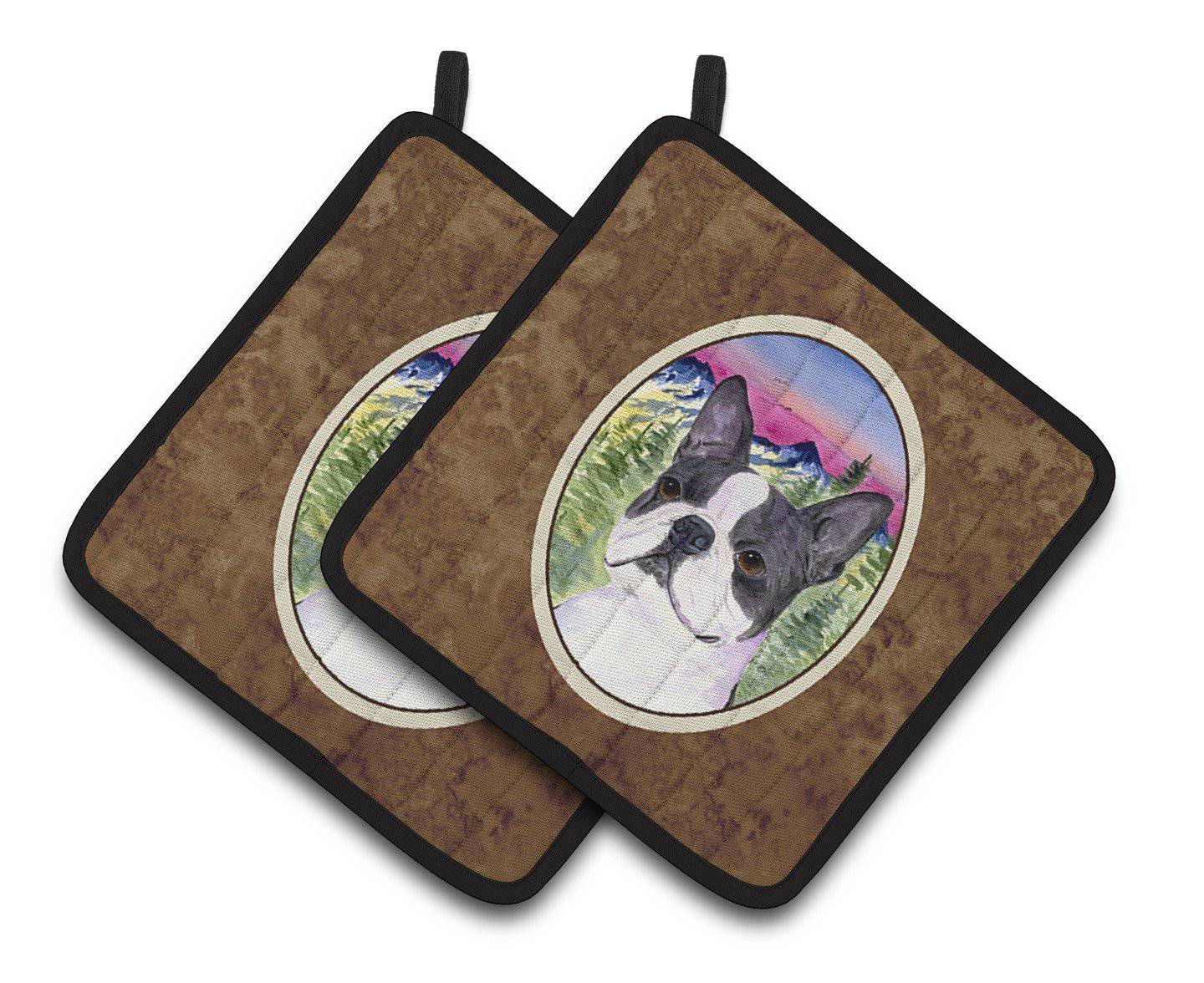 Boston Terrier Pair of Pot Holders SS8339PTHD - the-store.com