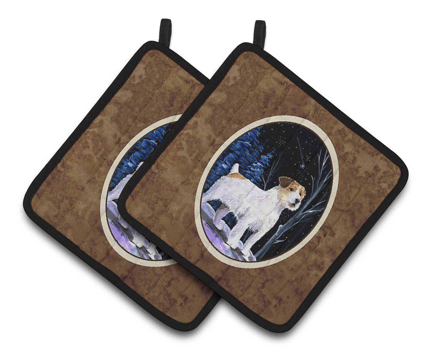 Starry Night Jack Russell Terrier Pair of Pot Holders SS8388PTHD - the-store.com