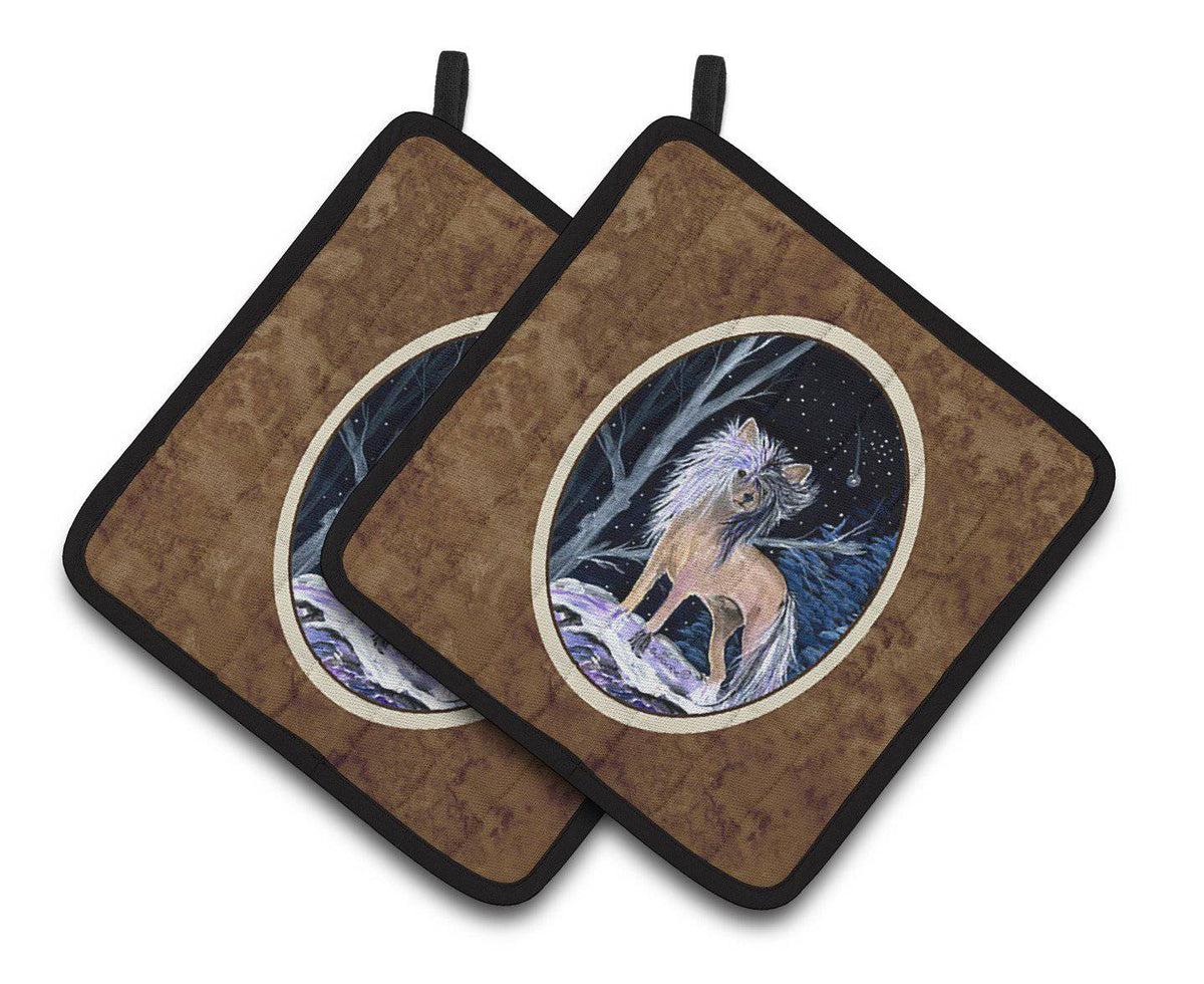 Starry Night Chinese Crested Pair of Pot Holders SS8390PTHD - the-store.com