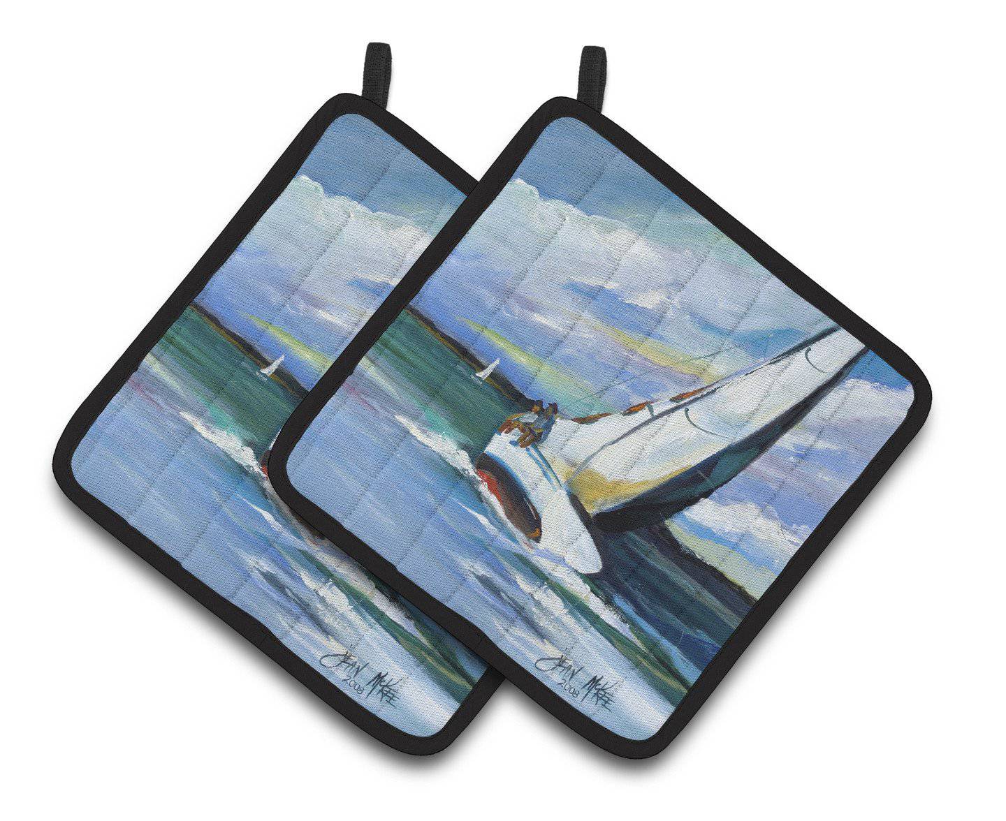 Two and a Sailboat Pair of Pot Holders JMK1232PTHD - the-store.com