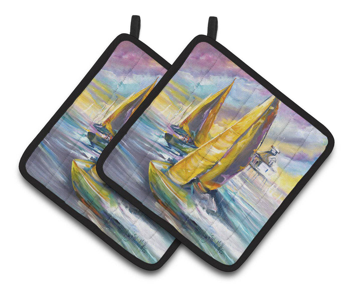 Middle Bay Lighthouse Sailboats Pair of Pot Holders JMK1234PTHD - the-store.com