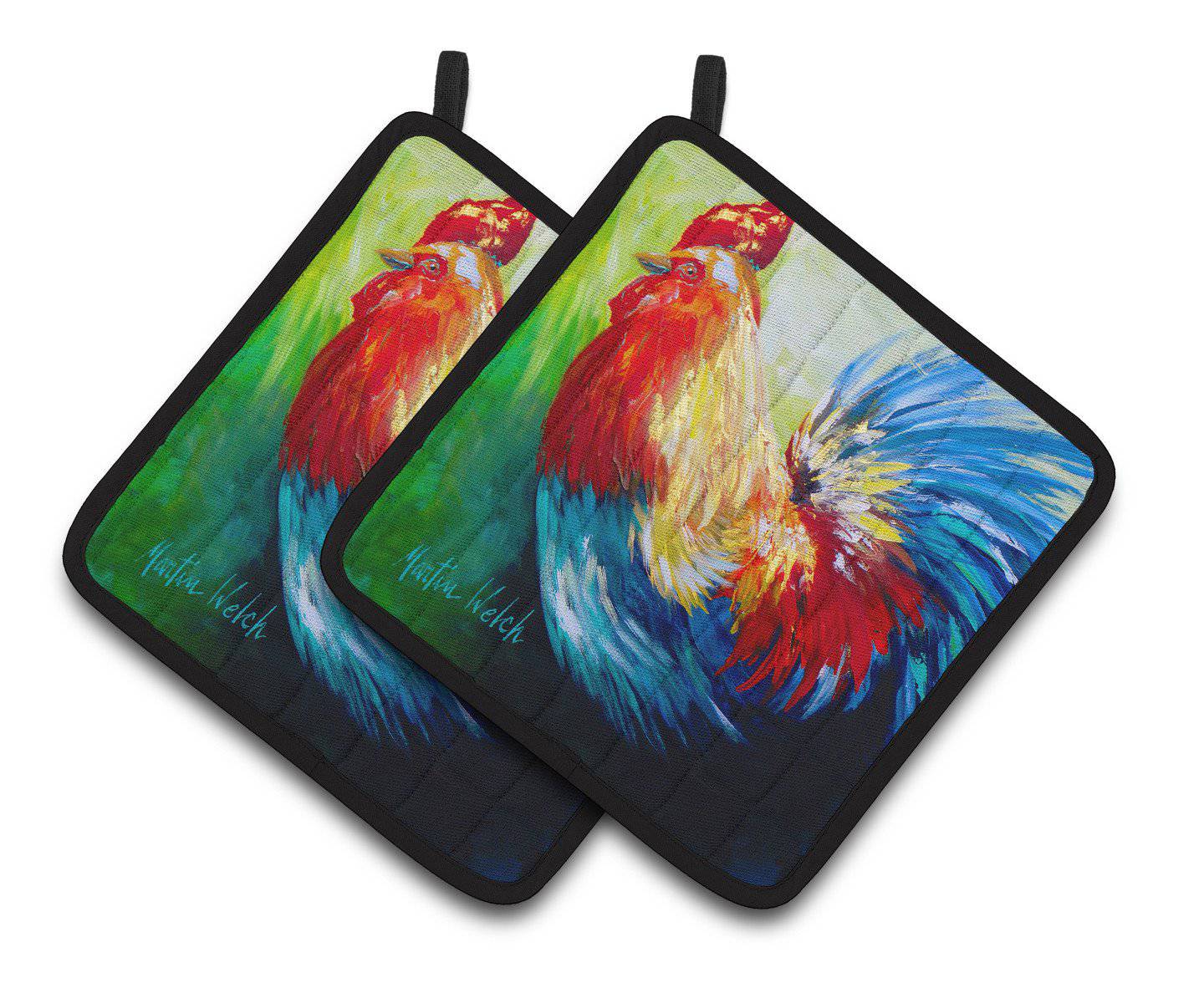 Rooster Chief Big Feathers Pair of Pot Holders MW1137PTHD - the-store.com