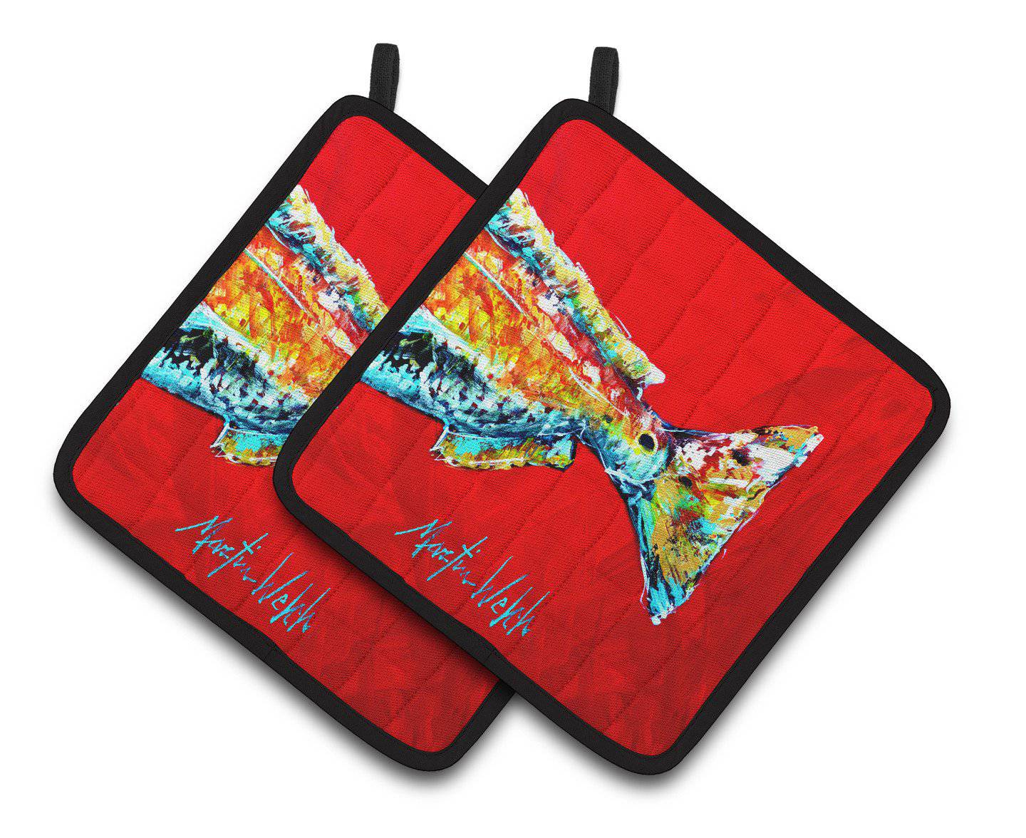 Red Fish Alphonzo Tail Pair of Pot Holders MW1141BPTHD - the-store.com