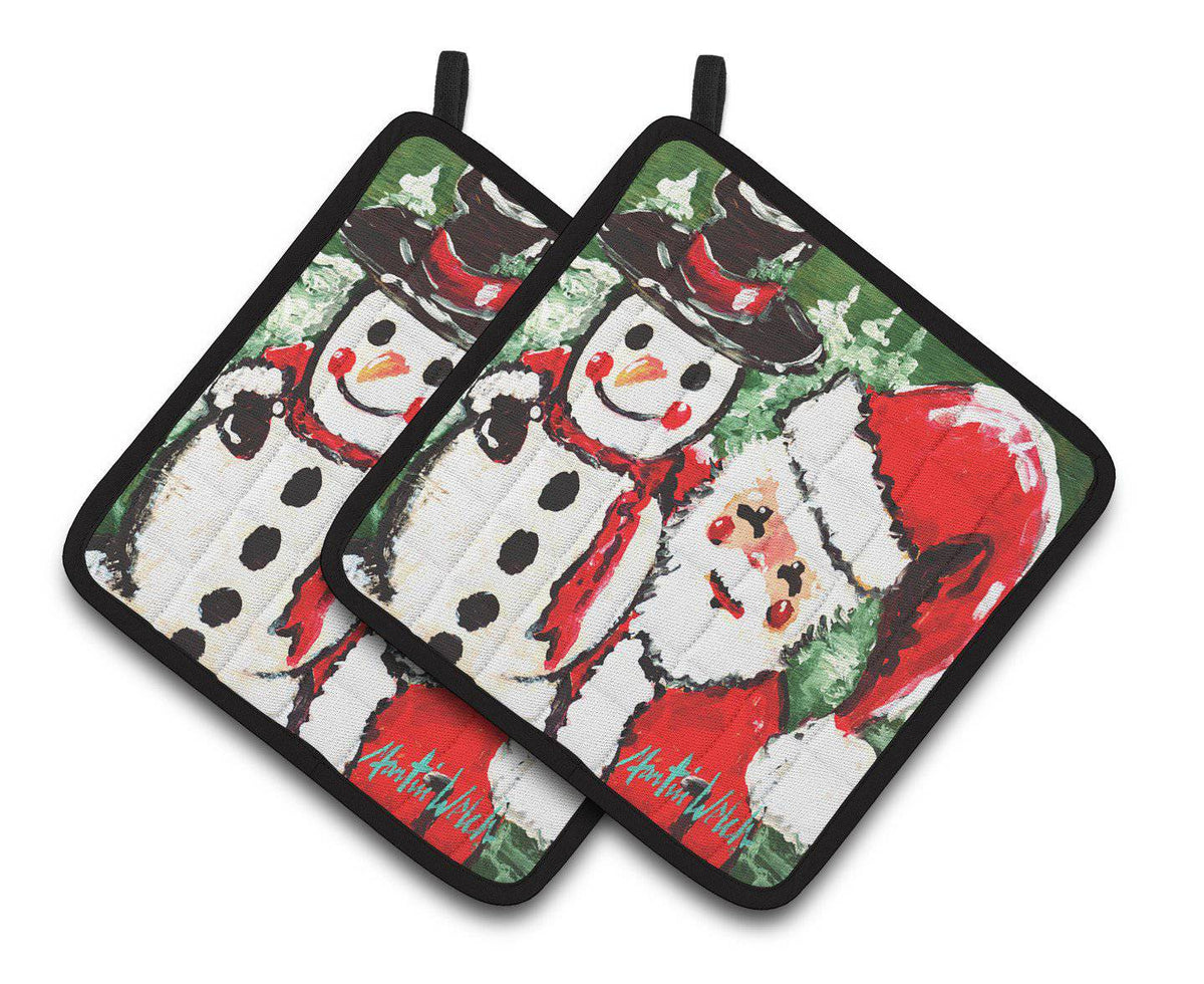 Friends Snowman and Santa Claus Pair of Pot Holders MW1167PTHD - the-store.com