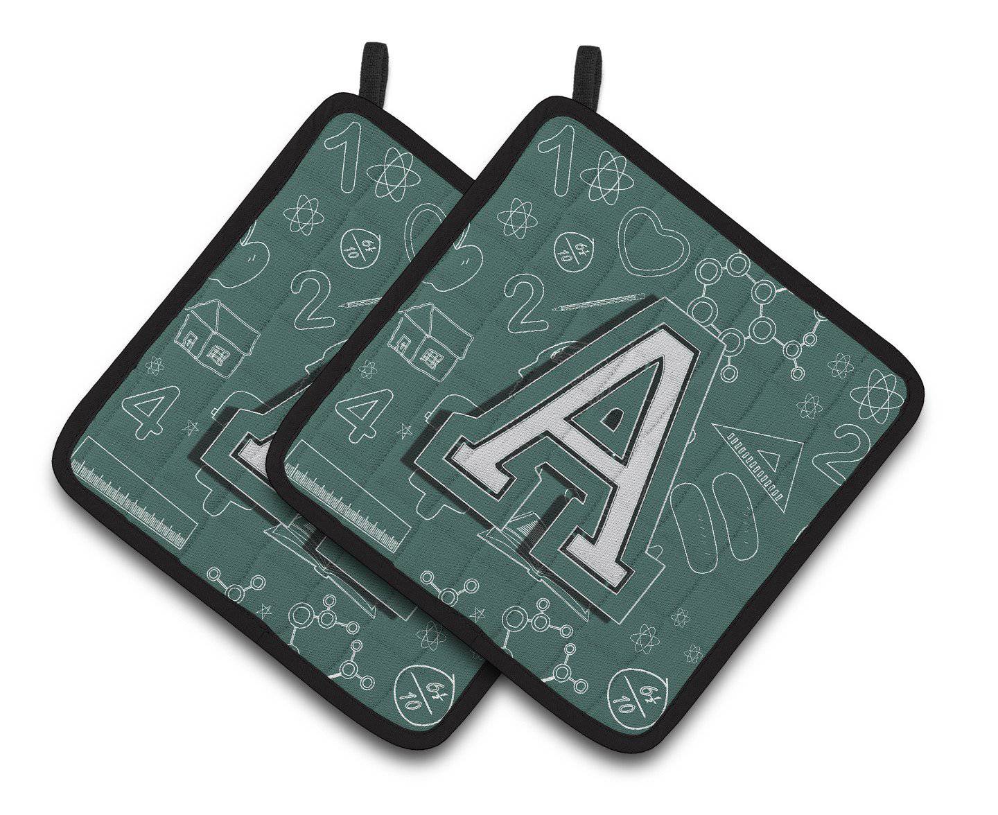 Letter A Back to School Initial Pair of Pot Holders CJ2010-APTHD - the-store.com