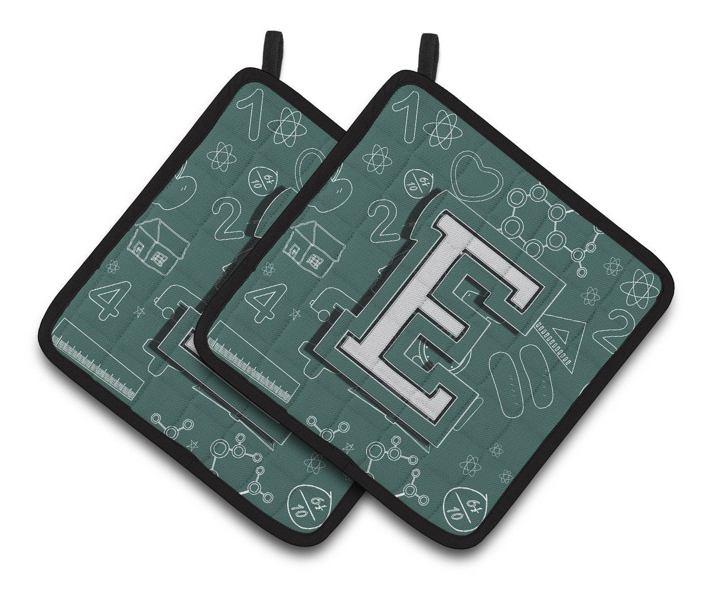 Letter E Back to School Initial Pair of Pot Holders CJ2010-EPTHD - the-store.com