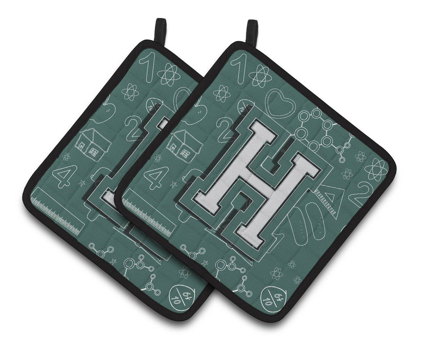 Letter H Back to School Initial Pair of Pot Holders CJ2010-HPTHD - the-store.com