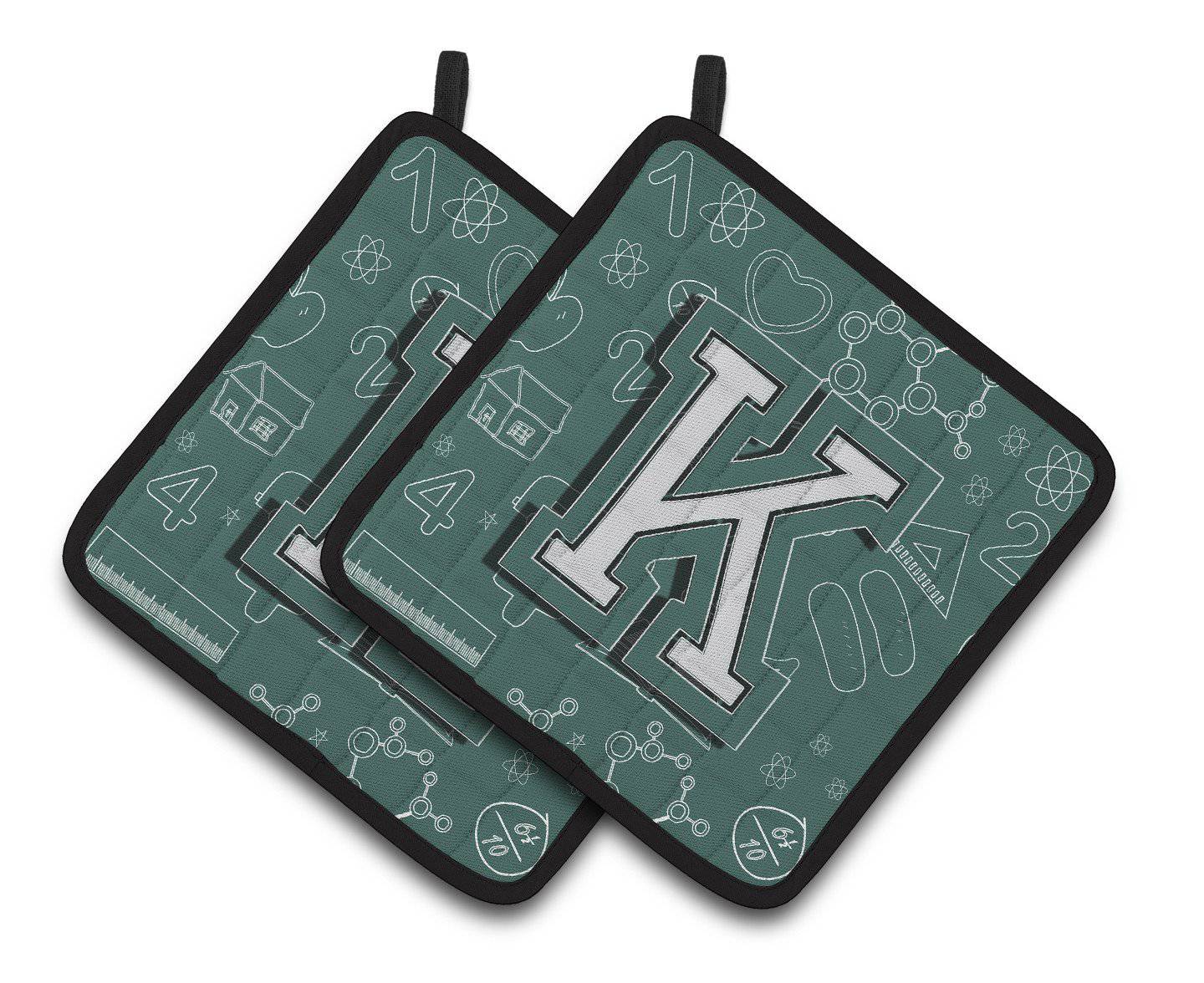 Letter K Back to School Initial Pair of Pot Holders CJ2010-KPTHD - the-store.com