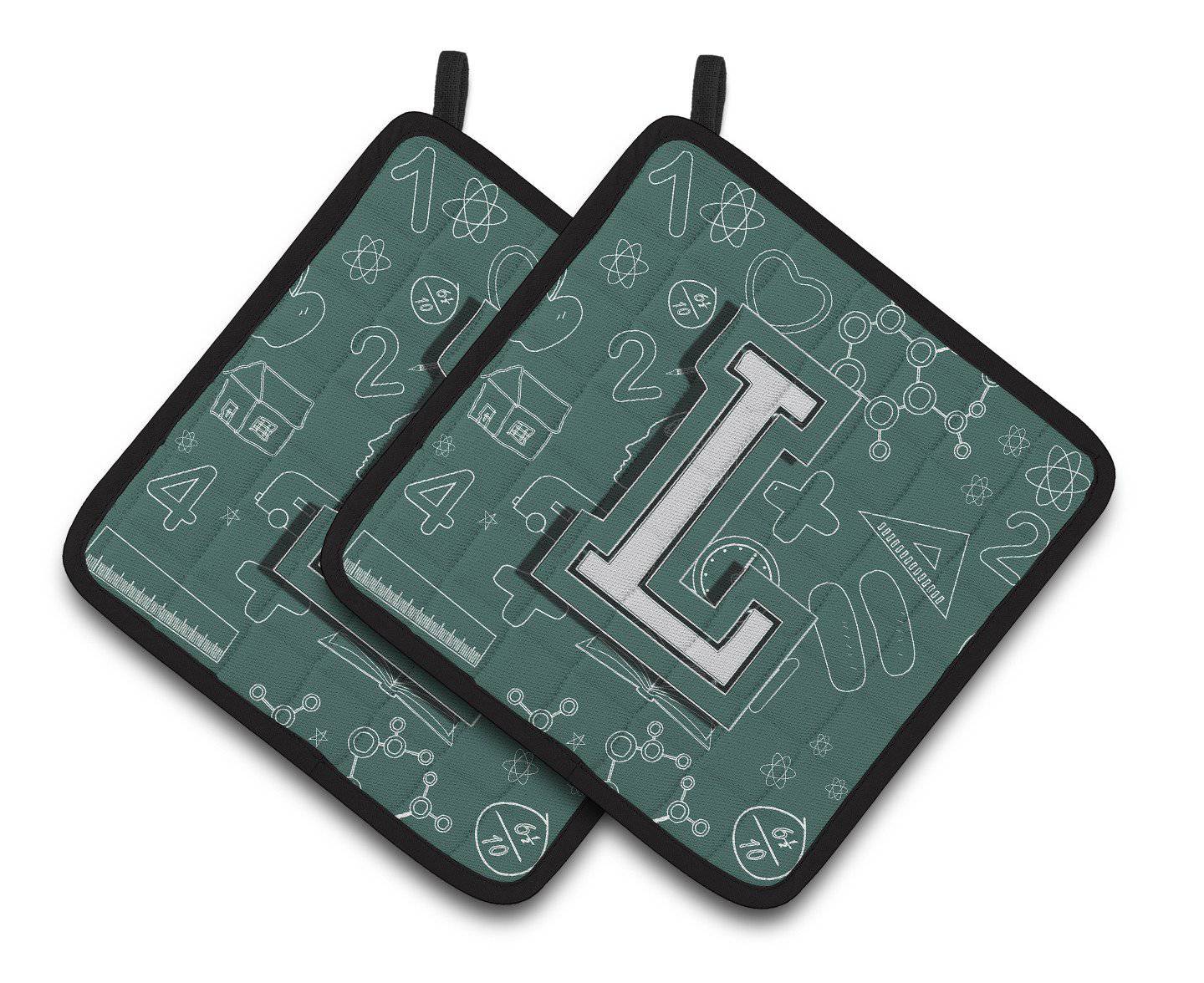 Letter L Back to School Initial Pair of Pot Holders CJ2010-LPTHD - the-store.com