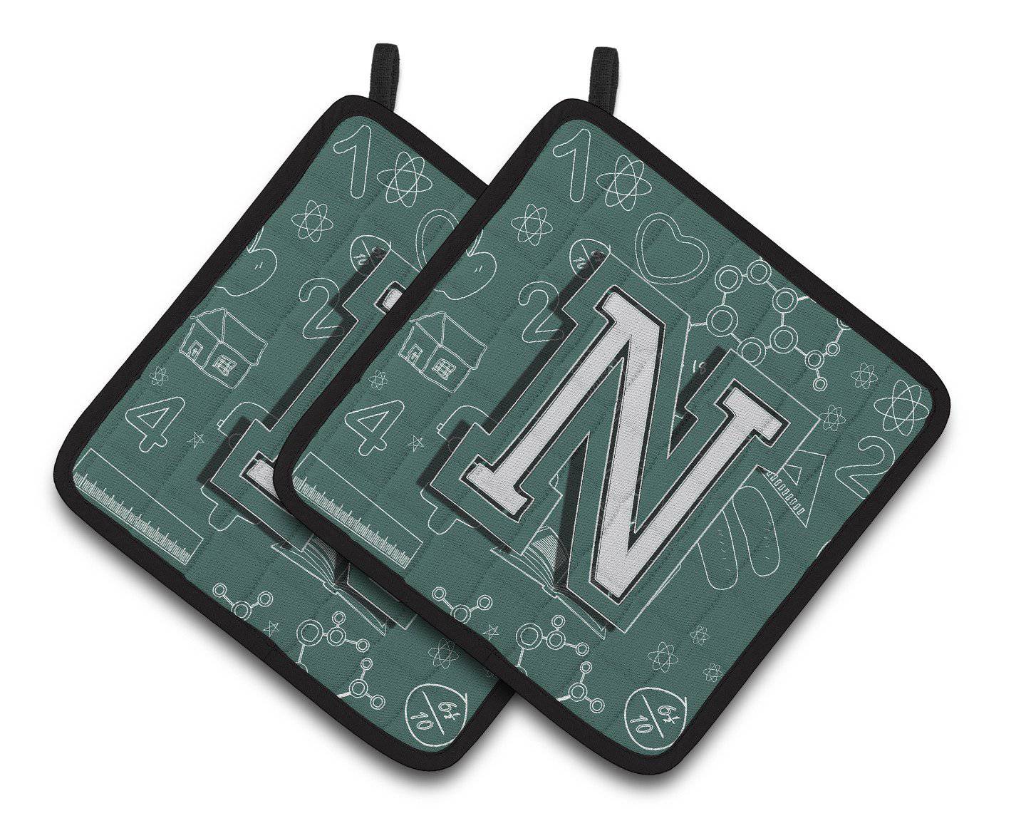 Letter N Back to School Initial Pair of Pot Holders CJ2010-NPTHD - the-store.com