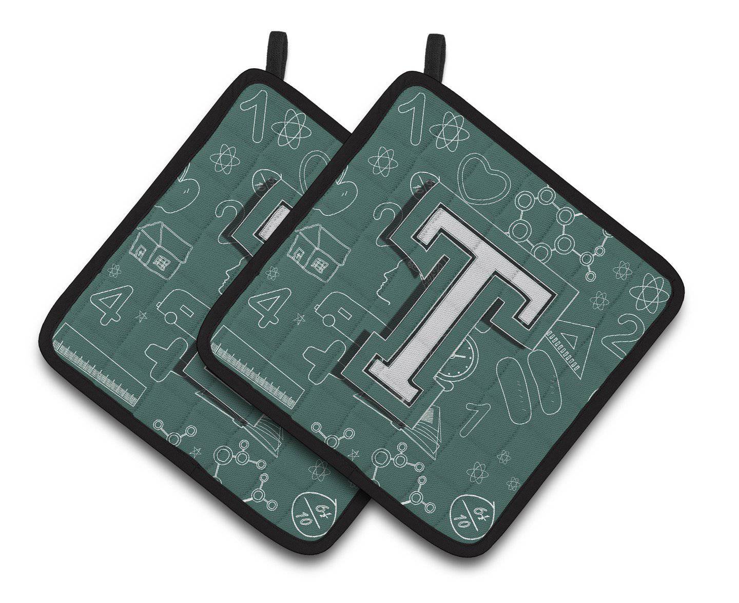 Letter T Back to School Initial Pair of Pot Holders CJ2010-TPTHD - the-store.com