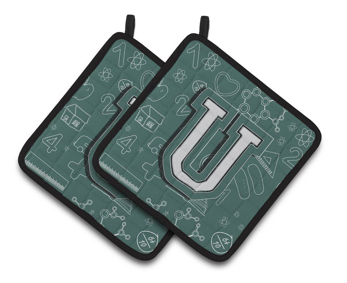 Letter U Back to School Initial Pair of Pot Holders CJ2010-UPTHD - the-store.com