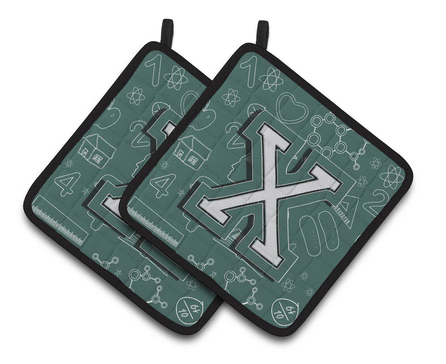 Letter X Back to School Initial Pair of Pot Holders CJ2010-XPTHD - the-store.com