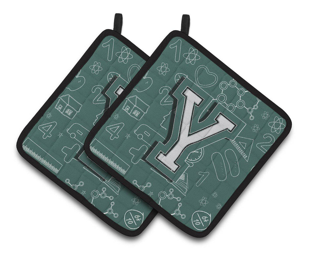 Letter Y Back to School Initial Pair of Pot Holders CJ2010-YPTHD - the-store.com