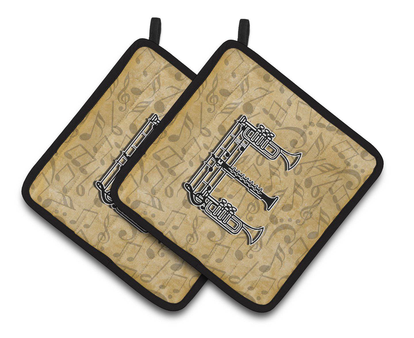 Letter E Musical Instrument Alphabet Pair of Pot Holders CJ2004-EPTHD - the-store.com