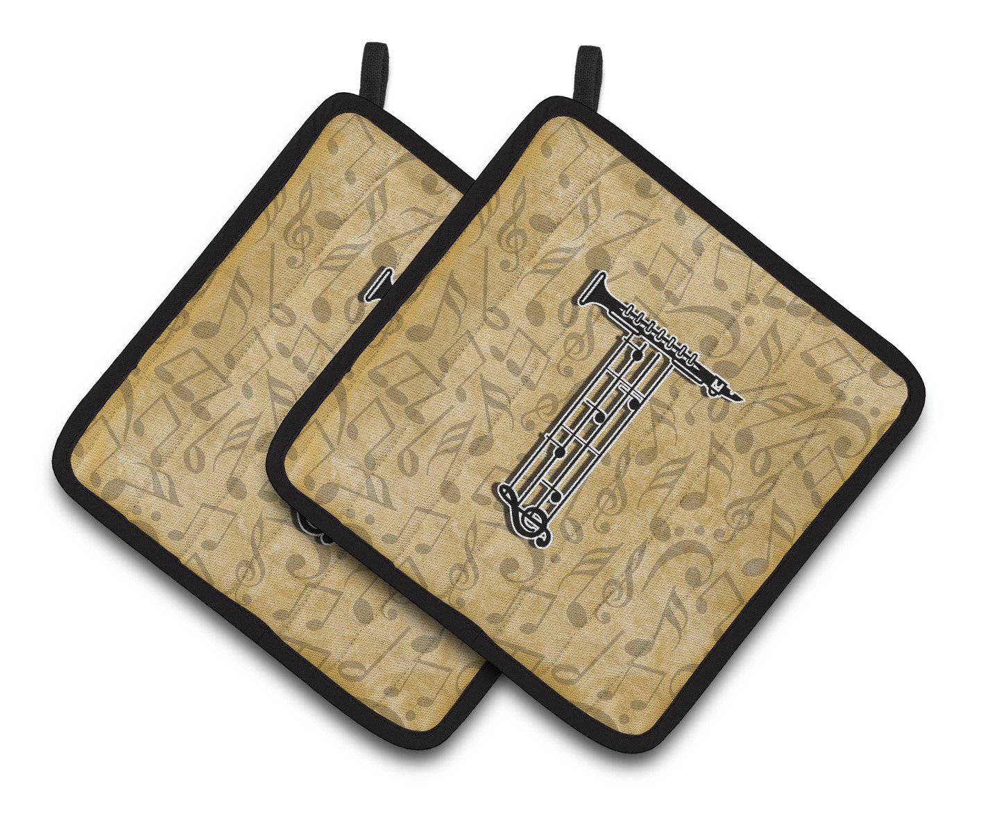 Letter T Musical Instrument Alphabet Pair of Pot Holders CJ2004-TPTHD - the-store.com