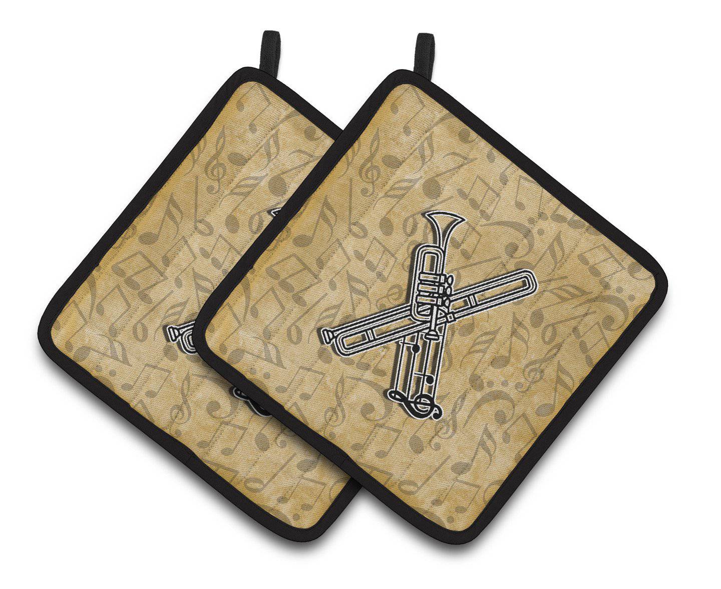 Letter X Musical Instrument Alphabet Pair of Pot Holders CJ2004-XPTHD - the-store.com