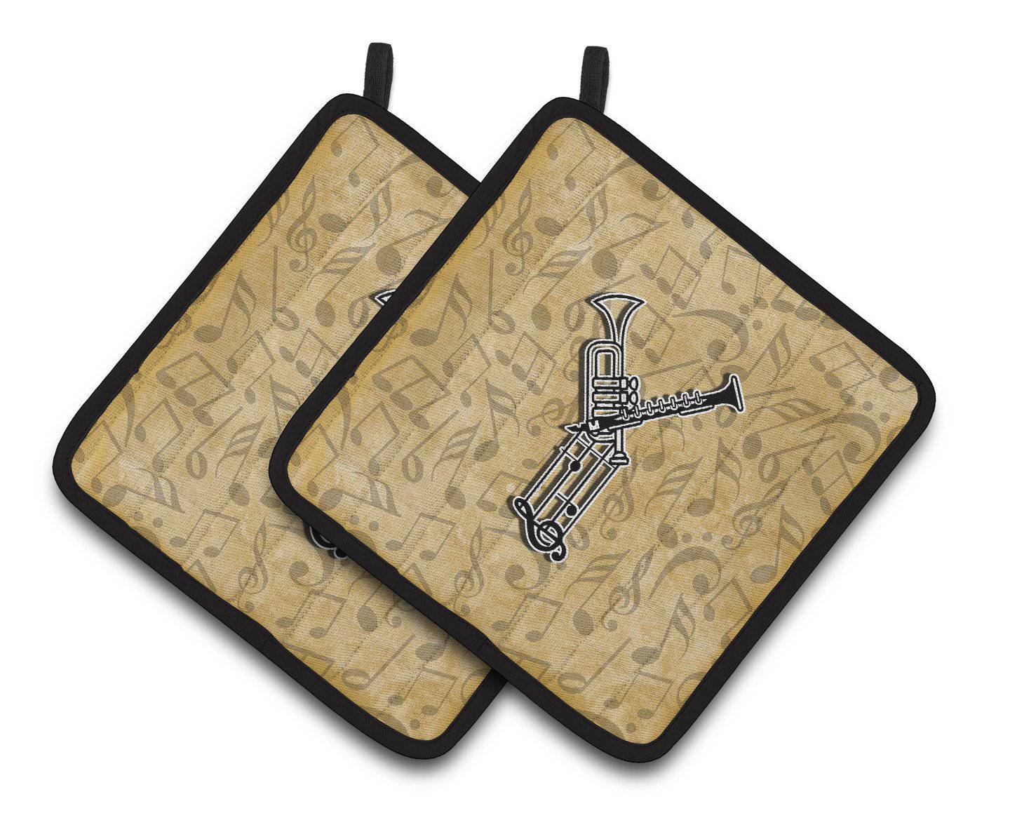 Letter Y Musical Instrument Alphabet Pair of Pot Holders CJ2004-YPTHD - the-store.com