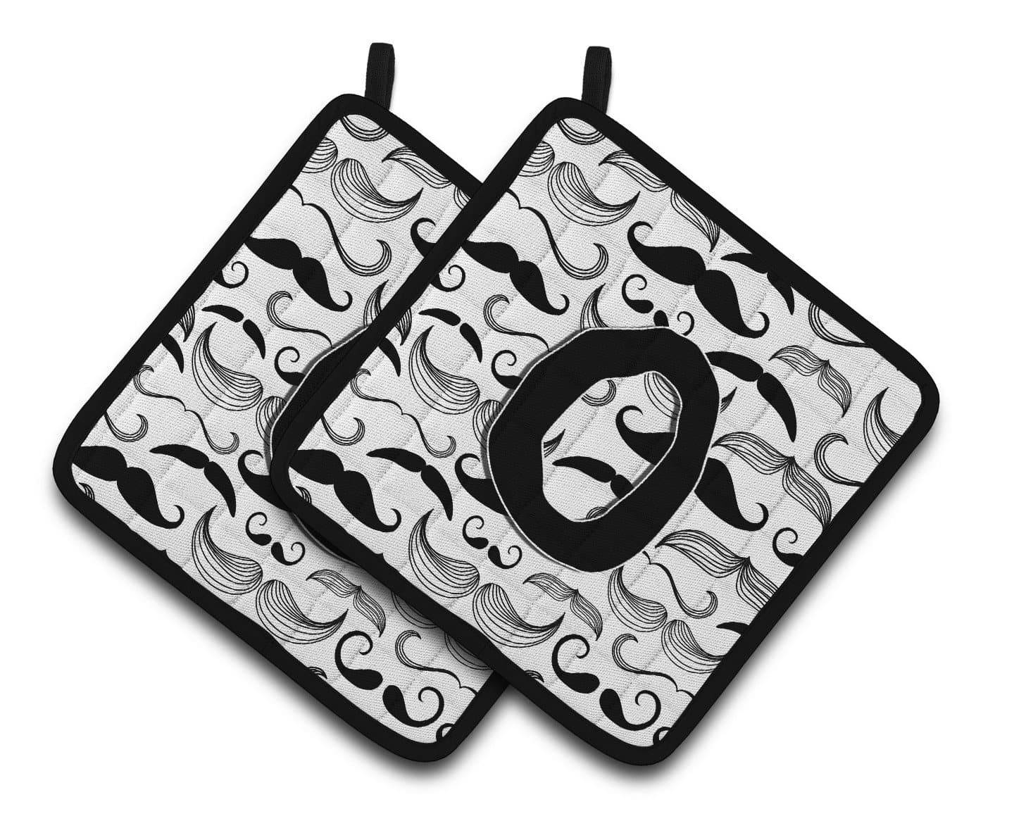 Letter O Moustache Initial Pair of Pot Holders CJ2009-OPTHD - the-store.com