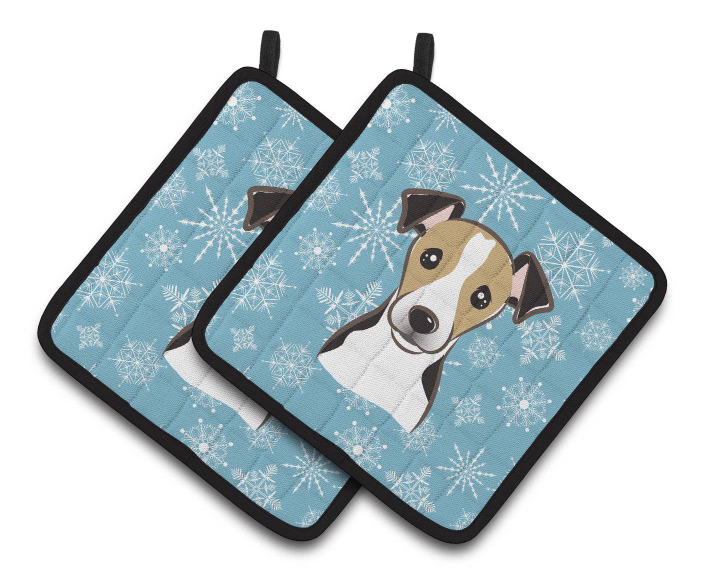 Snowflake Jack Russell Terrier Pair of Pot Holders BB1695PTHD - the-store.com