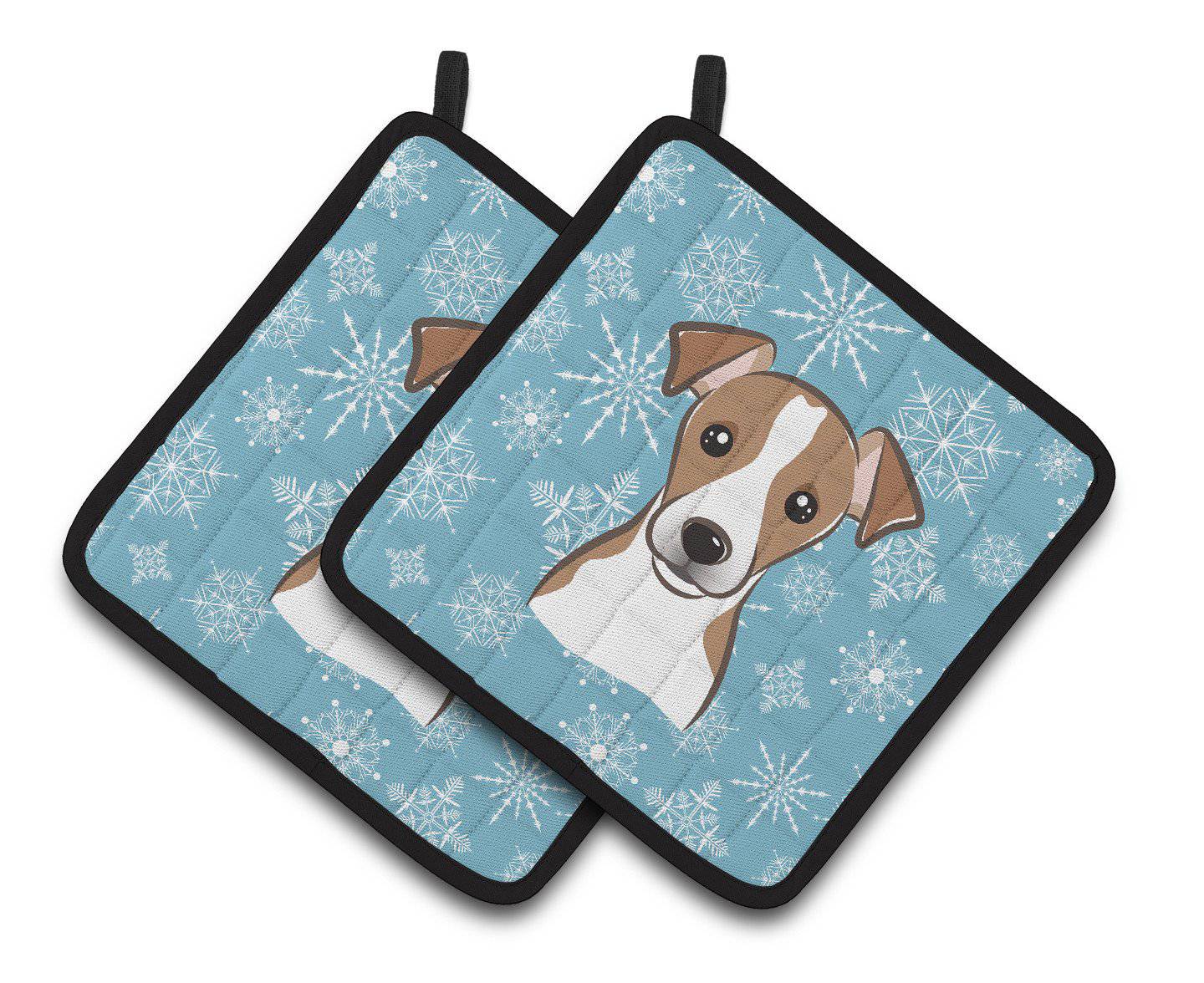 Snowflake Jack Russell Terrier Pair of Pot Holders BB1694PTHD - the-store.com