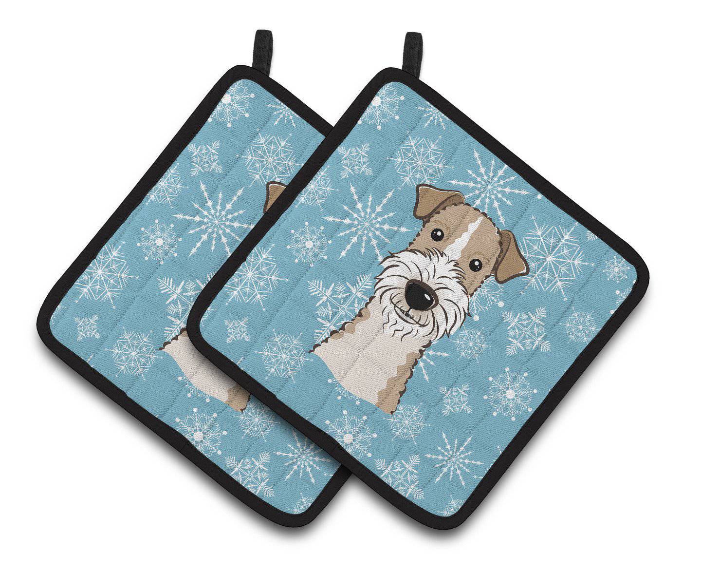 Snowflake Wire Haired Fox Terrier Pair of Pot Holders BB1681PTHD - the-store.com