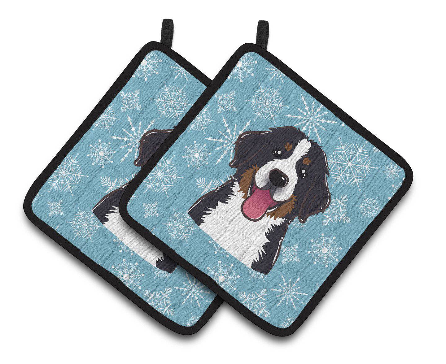Snowflake Bernese Mountain Dog Pair of Pot Holders BB1671PTHD - the-store.com