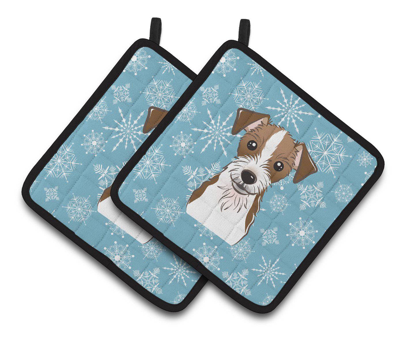 Snowflake Jack Russell Terrier Pair of Pot Holders BB1636PTHD - the-store.com