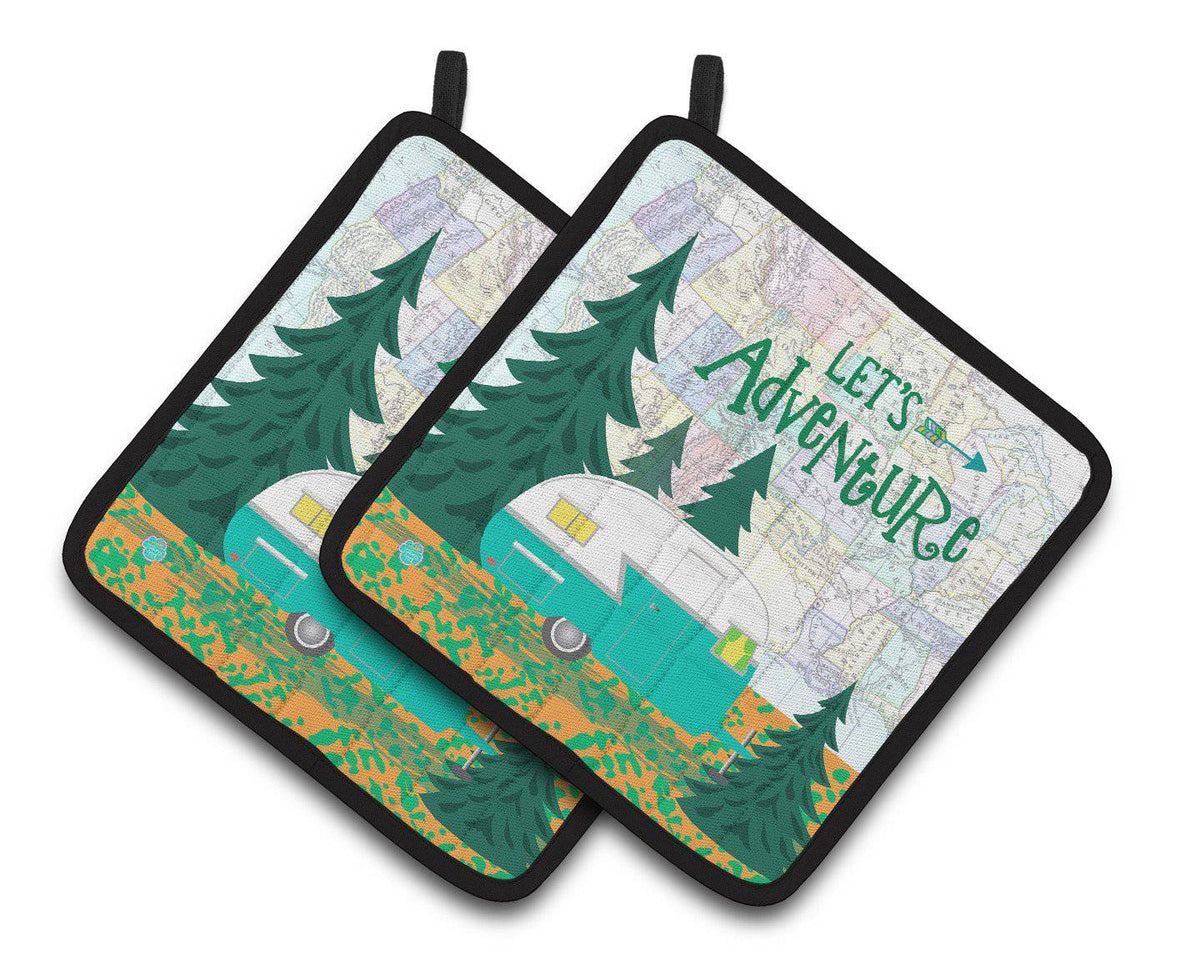 Let&#39;s Adventure Glamping Trailer Pair of Pot Holders VHA3003PTHD - the-store.com