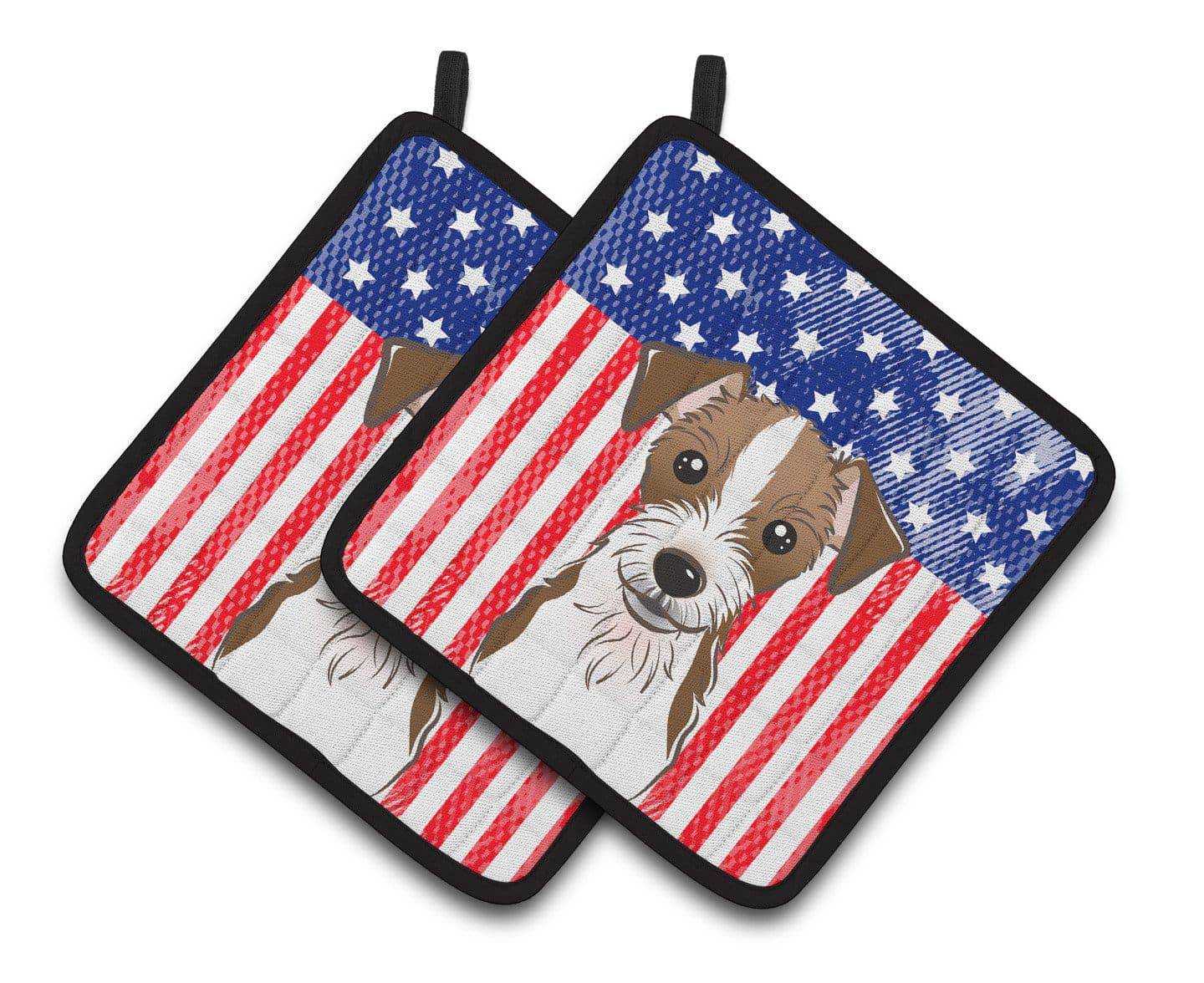 American Flag and Jack Russell Terrier Pair of Pot Holders BB2132PTHD - the-store.com